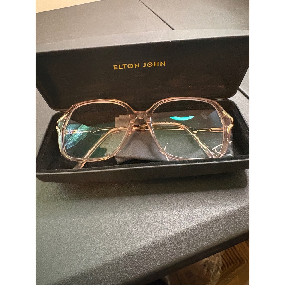 Sophia Loren Hollywood Vintage Oversized Pink Gold Eyeglass Frames with Case